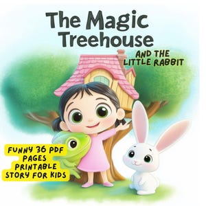 The Magic Treehouse and the Little Rabbit – Kids Storybook Printable – Bedtime Story – Frog, Bunny, Treehouse Adventure, children&#39;s book