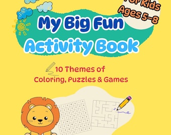 Lustiges Beschäftigungsbuch für Kinder im Alter von 5-8 | Puzzles, Labyrinthe, Ausmalen (druckbare PDF)