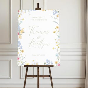 Spring Wedding Welcome Sign: Editable Floral Canva Template (26x36 Digital Download)