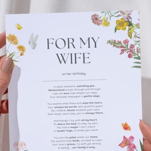 Cartão de aniversário do marido para a esposa | Cartão para impressão | Cartão de aniversário para download digital | Cartão em homenagem à esposa como mãe | Download instantâneo