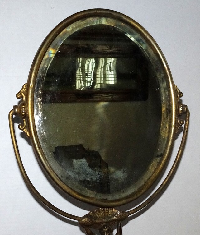 Vintage Art Deco Tabletop Shaving Mirror Antique Cast Iron Vintage Art Deco Tabletop Shaving Mirror Antique Cast Iron Vanity Makeup Table Top Counter
