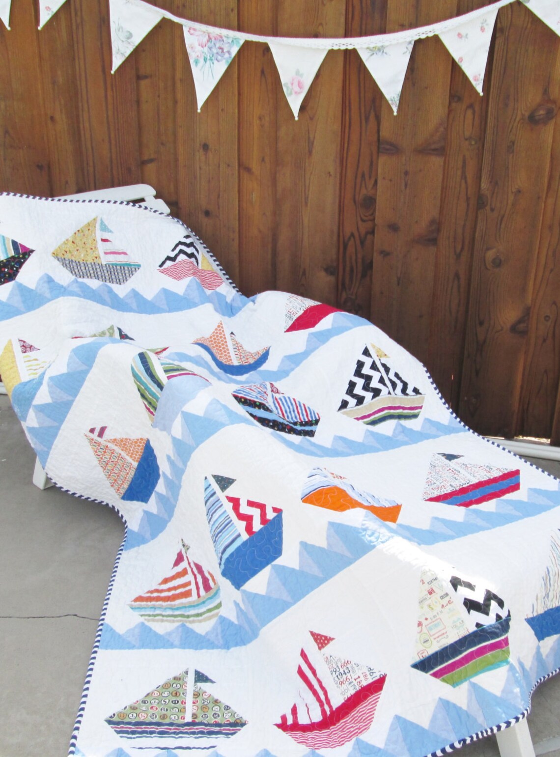 Sailboat Quilt Nautical Cottage Quilt Lake House Quilt Etsy