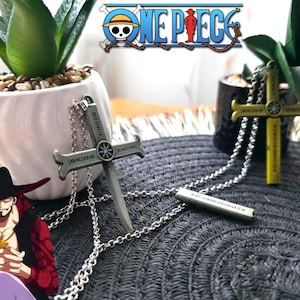 Anime One Piece Dracule Mihawk Cross Sword Pendant Choker Necklace | Monkey D. Luffy | Unique Jewelry Gift | Inspired Accessories for Fans
