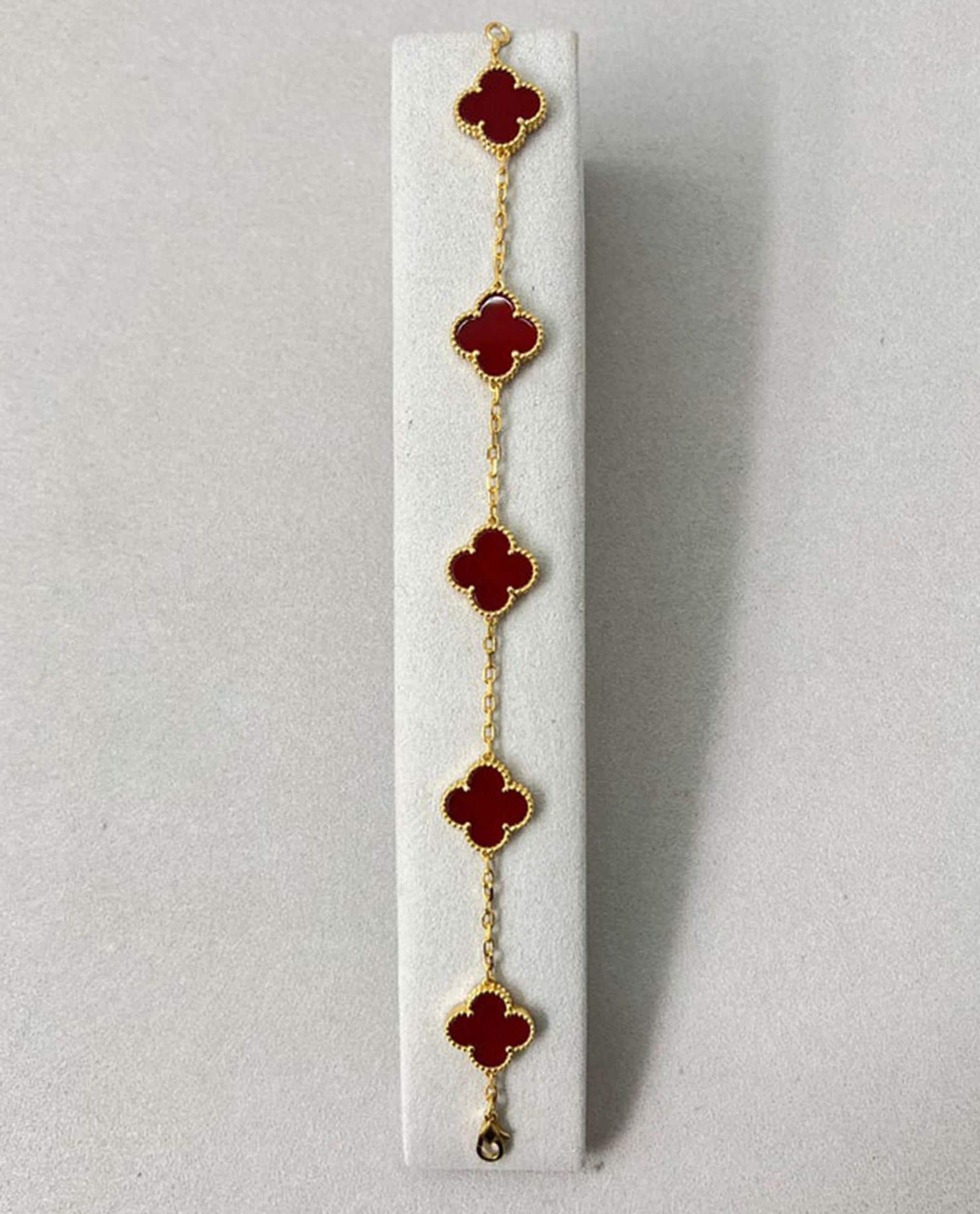 ヘビ柄腕章四つ Vintage 15mm Four Leaf Clover Mother of Pearl,agate