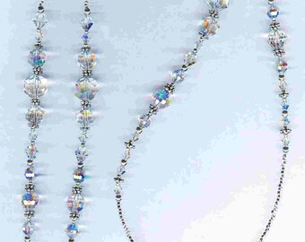 Medium Crystal AB Swarovski Beaded ID Badge Lanyard or Eyeglass Chain