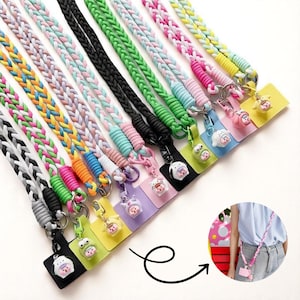 Mobile phone strip Lanyard Cross-body, Rope Woven phone Neck strip, Gift For her