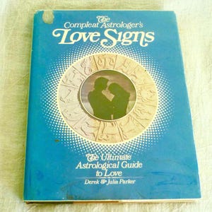 VALENTÍN Vintage - Los signos del amor del astrólogo completo, libro ilustrado de 1974 con carta natal, planetas, sinastría (signos coincidentes), toque astral