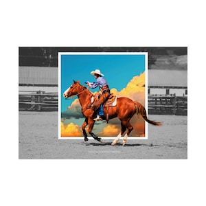 Cowboy Wall Art &quot;Moving Color&quot; - 36x24 Western Concept Art With A Modern Twist