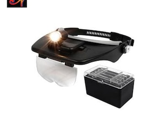 Headband Magnifier with Four Lenses and 10x Booster Light