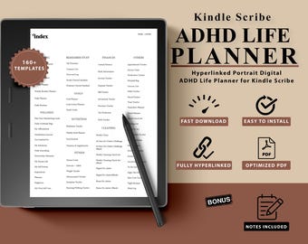 ADHD Digital Planner for Kindle Scribe – Productivity, Finance, Fitness, Cleaning & Meal Planning Templates