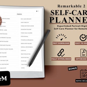 ReMarkable 2 Self-Care Planner, Digital Planner, Fitness Planner, Diet, Workout, Exercise Tracker for Health