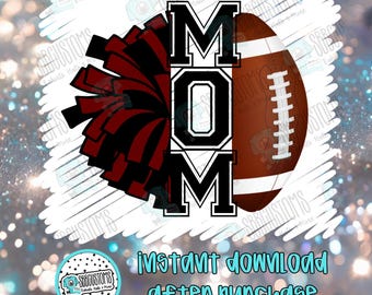 Mamá animadora de fútbol americano de Black and Garnett, descarga digital PNG