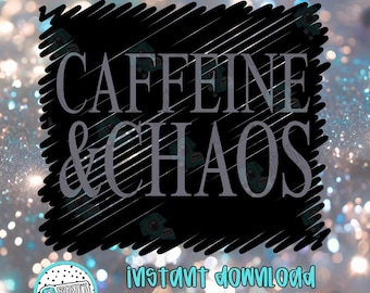 Cafeína y Caos Negro Mate, Descarga Digital PNG