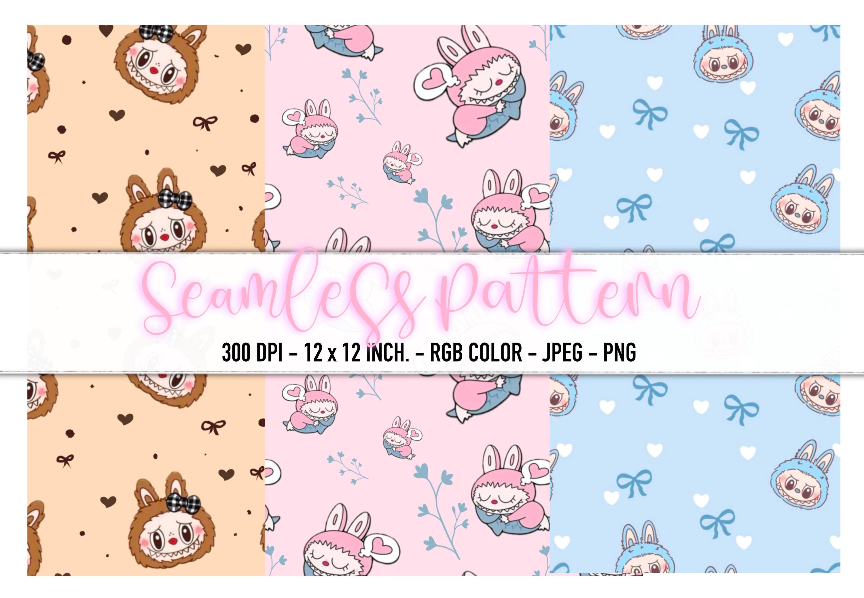 Labubu Seem Less Pattern Design Kawaii Rainbow Monster Seamless Pattern: Labubu Fabric Design - Etsy