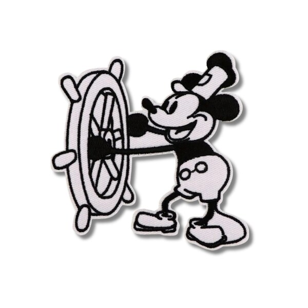 Steamboat Willie Black and WhitePatch, Patches, Patches for Jackets, Patches for Hats Iron On Patch, Embroidered Patch, Vintage Cartoon