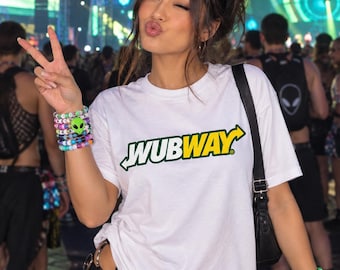 WubWay logo T-Shirt | Parody Subway-style graphic tee | Rave, edm, festival, dubstep, bass, wub music