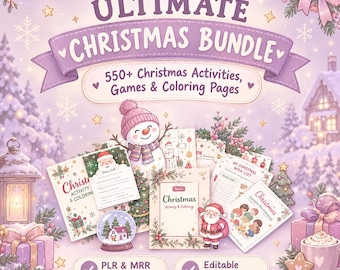 550+ Christmas Activity Pages | Editable Canva Templates | PLR and MRR Resell Rights | Holiday Printable Bundle