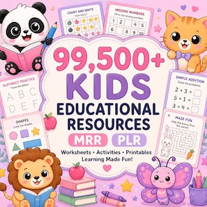 Mega Kids Learning Bundle | 99,500+ Printable Worksheets & Activities | Preschool Homeschool Resources