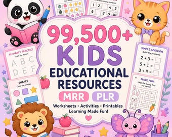 Mega Kids Learning Bundle | 99,500+ Printable Worksheets & Activities | Preschool Homeschool Resources