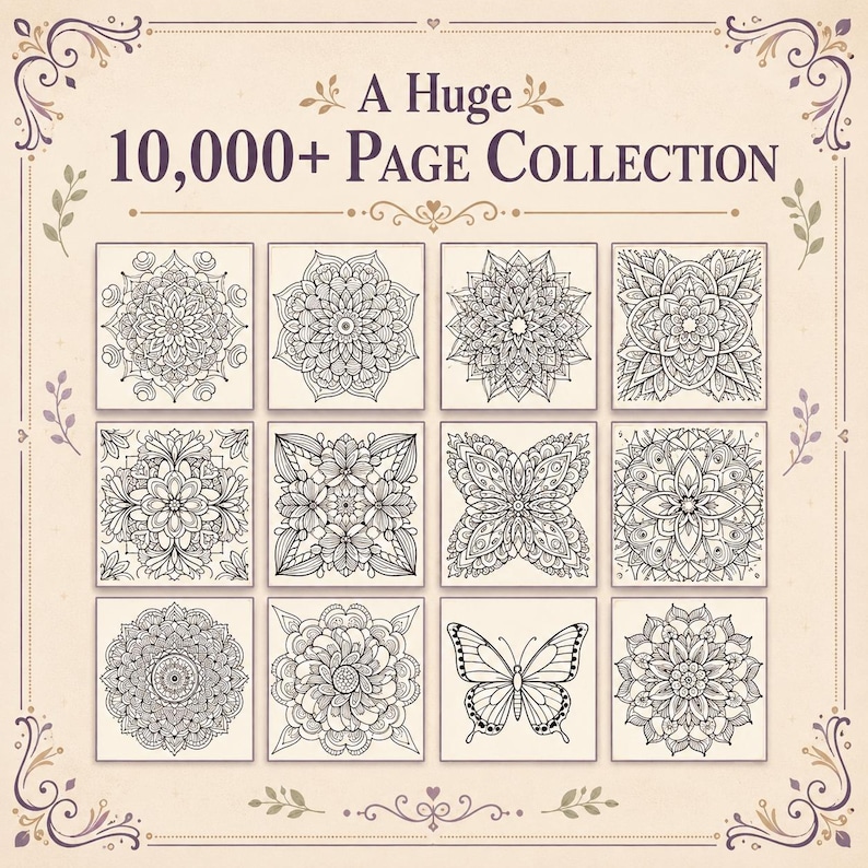 10,000+ Coloring Pages Bundle for Kids and Adults Mega Coloring Book Collection Printable PDF Commercial Use PLR & MRR Instant Download image 3