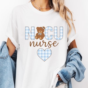 NICU Nurse Teddy Bear Shirt: Gingham RN Appreciation Tee