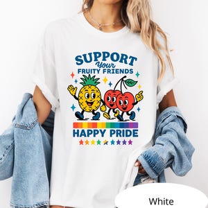 Fruity Friends Pride T-Shirt: LGBTQ Rainbow Graphic Comfort Colors Tee