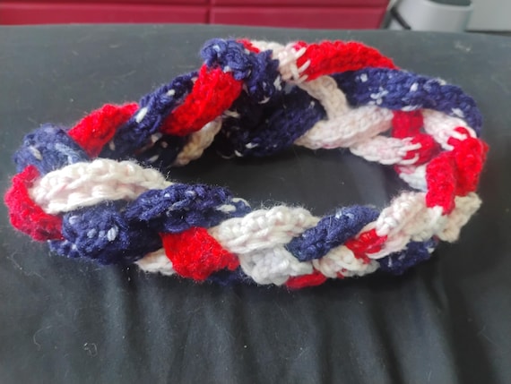 Charming Patriotic Braided Headband for July Fireworks - Handmade Hair Accessories - Cozy Yarn - Unique Design - One Size Fits Most