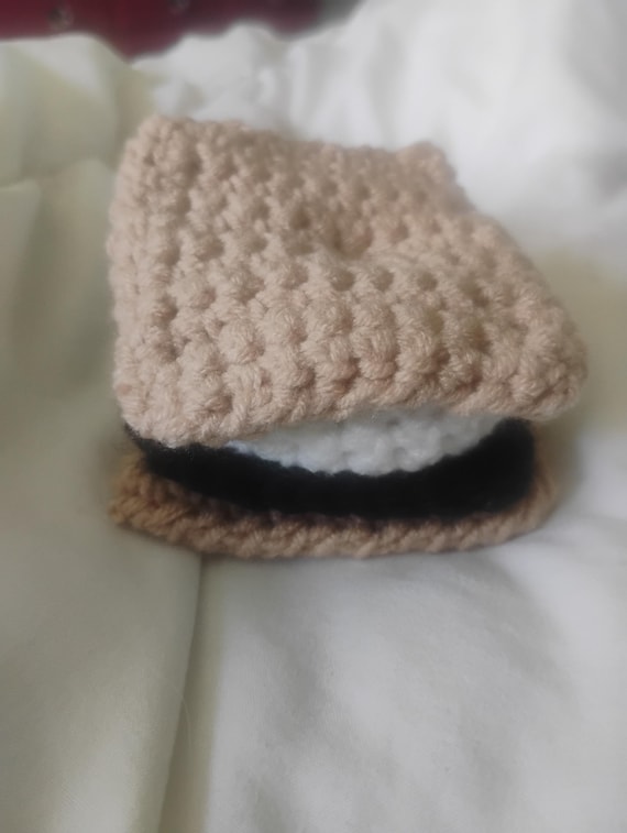 Handmade Crocheted S'more Plush | Cute Food Toy for Campfire Vibes | Cozy Gift Idea for Plush Lovers | Shelf Decor for Whimsical Charm