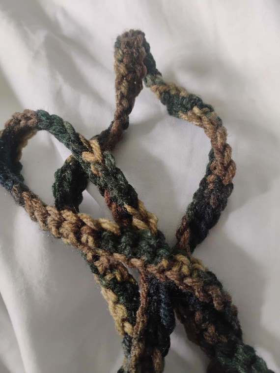 Camo Crochet Lanyard with Metal Clip | Earthy Greens & Browns | Lightweight, Soft, Perfect for Keys, Work, Teachers, Hunters, Dad - Gifts