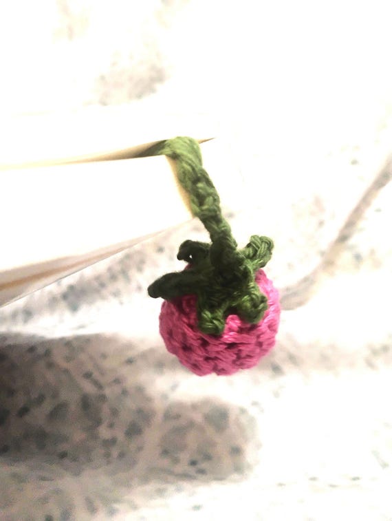 Handmade Crocheted Raspberry Bookmark - Sweeten Your Reading Experience with this Perfect Gift for Fruit Lovers