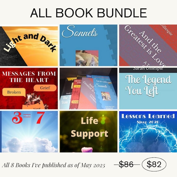 Bundle of 8 Self-Published Poetry and Fiction Books by Sarah Gillespie - Paperback Collection