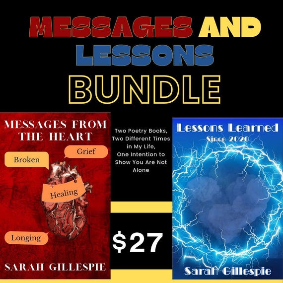 Messages and Lessons Poetry Bundle - Inspiring Reflections - Paperback Only - Mental Health Journey Collection - Written by Sarah Gillespie