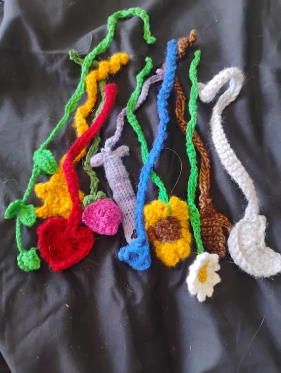 Ultimate Variety Pack of 10 Crochet Bookmarks for World Book Day - Cross, Heart, Star, Moon, Vine, Daisy, Sunflower, Raspberry & More