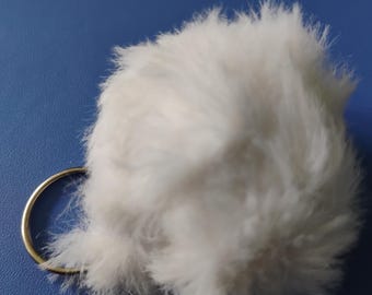 Faux Fur Pom Pom Keychain: Soft Plush Bag Charm - Cream, Brown, Pink