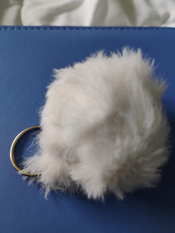 2-Inch Soft Faux Fur Crochet Pom Pom Keychain | Fluffy Bag Charm in Cream, Chocolate Brown, Mink, or Soft Pink | Silver Key Ring | Gift Idea