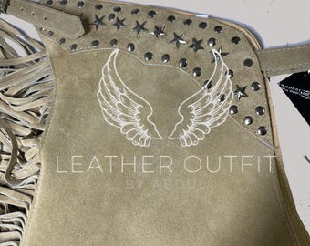Ladies Suede Leather Western Chaps: Horse Riding, Motorcycle