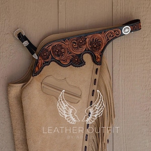Chaparrera de ante para hombre, hecha a mano: Western Rodeo Fringe