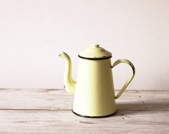 Yellow Enamel Coffee Pot Enamel Cafetière French Vintage Etsy