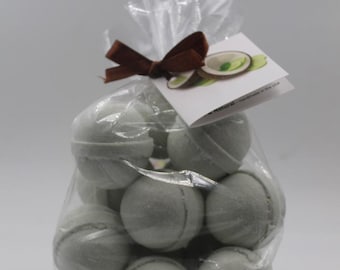 14 bath bombs in Coconut, Lime, Verbena, gift bag bath fizzies, great for dry skin, shea, cocoa, 7 ultra rich oils