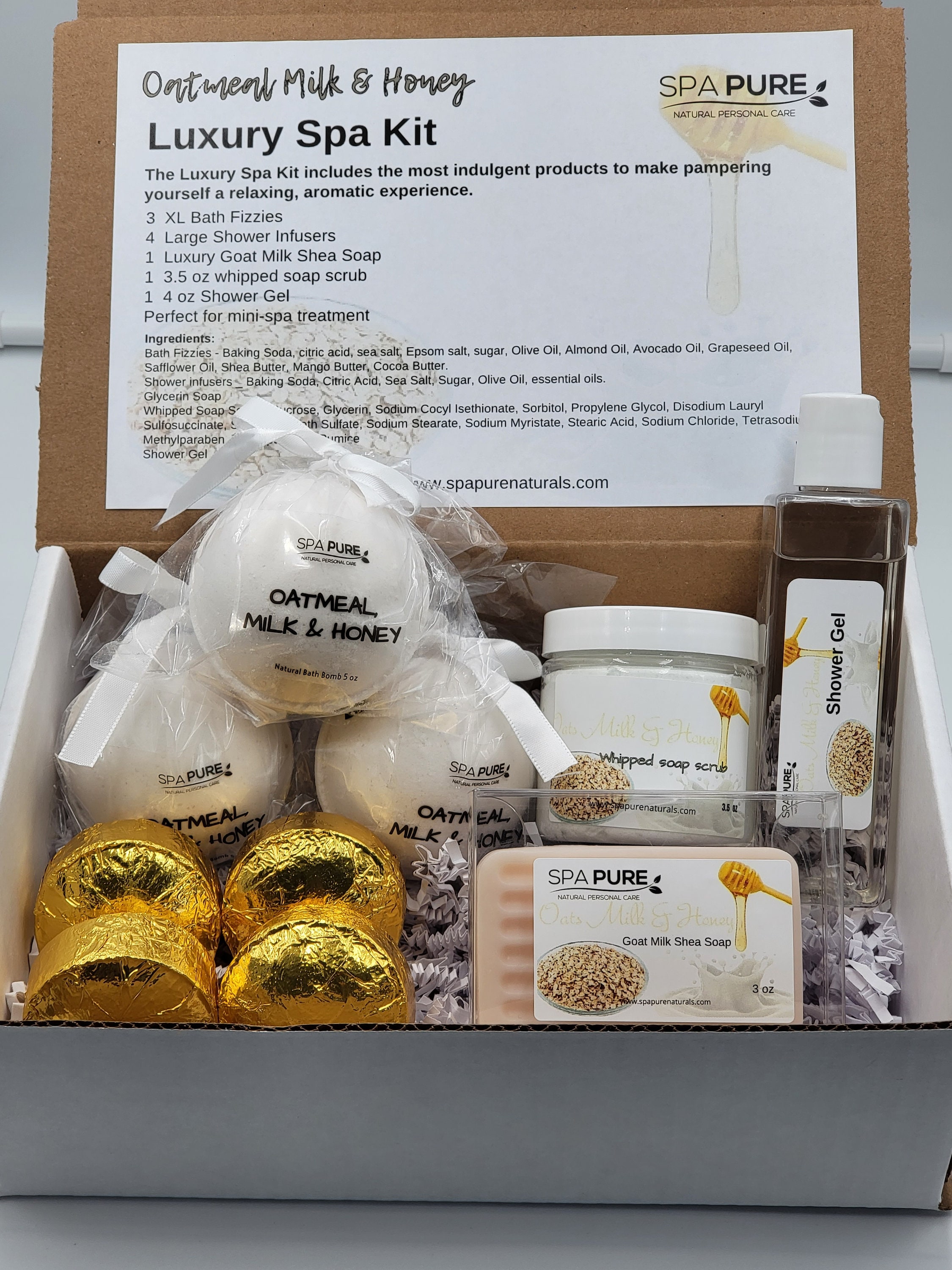 Luxury Spa Kit Oatmeal Milk and Honey 3 XL Bath Fizzies 3 picture