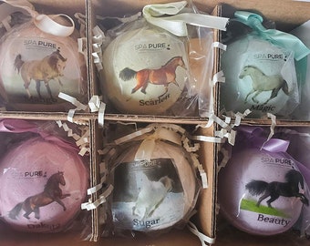 SpaPure WILD HORSES Bath Bombs: for kids with 6 XL bath bombs with surprise horses inside, U.S.A. Made, Handmade, natural ingredients