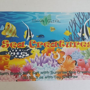 GIFT Set with SEA CREATURES - Bath Bombs with toys inside - 6 Large 5 oz, colorful, moisturizing bath bombs that will not stain your tub