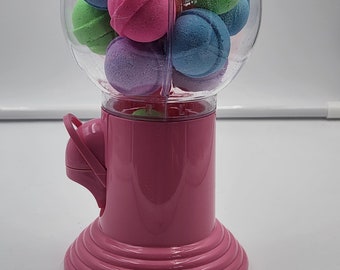 Bubble Gum Machine with little gumball bath bombs in brightly colored bubble gum scent, 12 gumball bath bombs