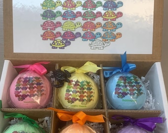 Slow Poke Turtles 6-pack XL 5.5 oz Bath Bomb Gift Set for Kids