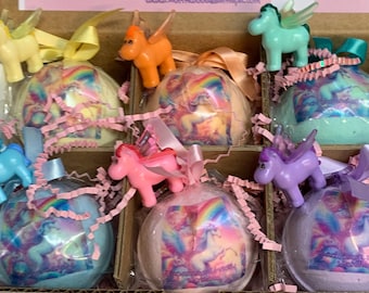 Jumbo Flying Unicorns 6-pack XL 5.5 oz Bath Bomb Gift Set for Kids
