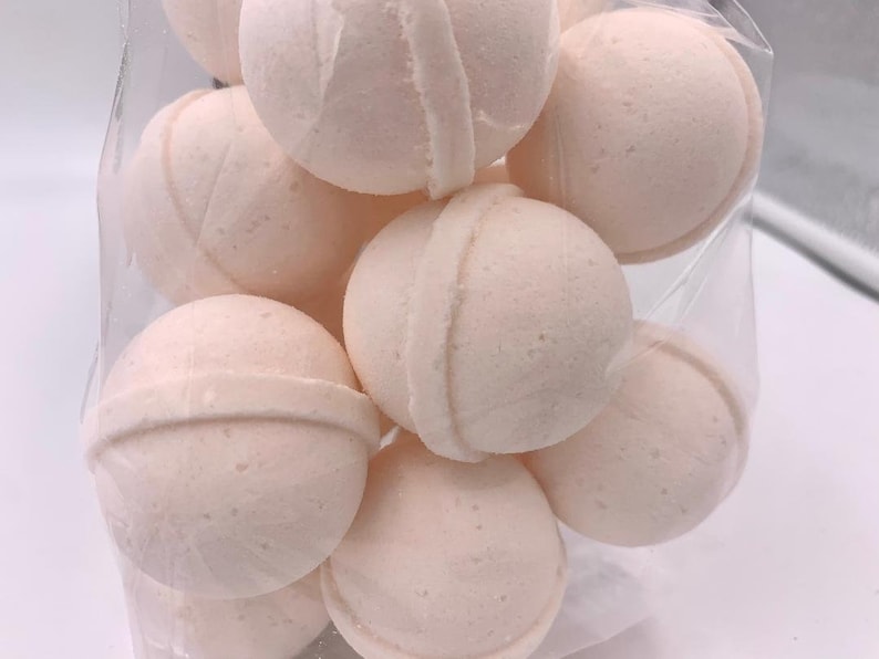 14 bath bombs Ginger Peach Pier 1 Type gift bag bath fizzies, great for dry skin, shea, cocoa, 7 ultra rich oils image 2