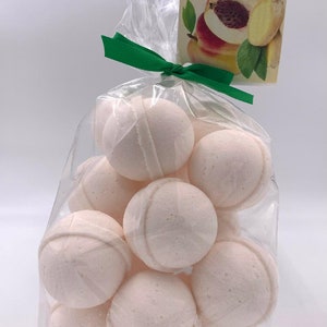 14 bath bombs Ginger Peach Pier 1 Type gift bag bath fizzies, great for dry skin, shea, cocoa, 7 ultra rich oils image 4