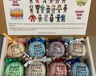 Large Super Heroes #2 12-pack XL 6 oz Bath Bomb Gift Set for Kids