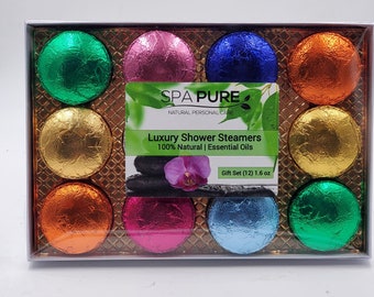 Aromatherapy Shower Bomb Gift Set: 100% Essential Oils (12 x 1.6 oz)