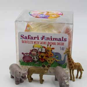 KIDS BATH Bomb with SAFARI Animal toy inside - Extra Large 10 oz, colorful, moisturizing bath bomb that will not stain your tub, natural